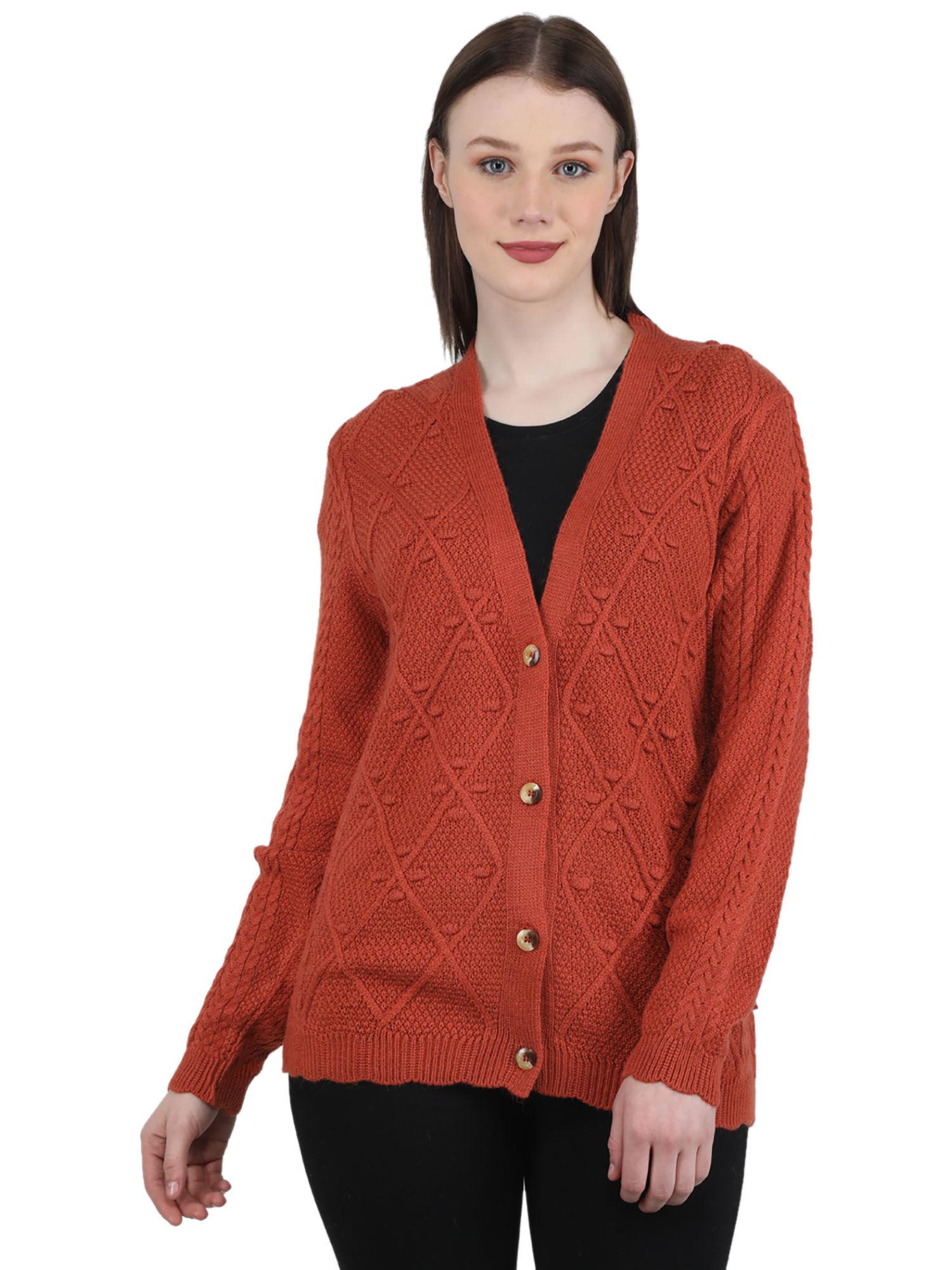 rust textured cardigan