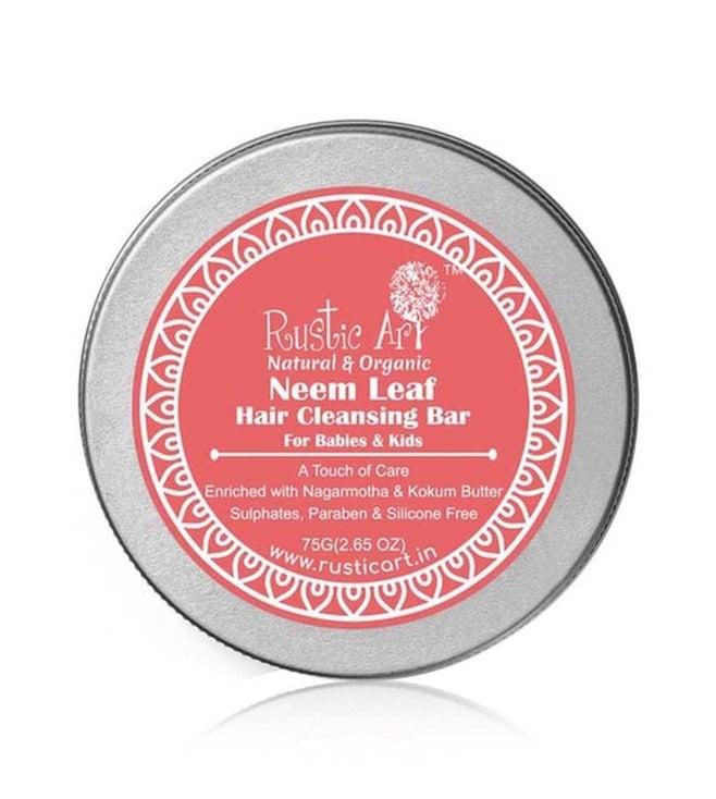 rustic art neem leaf hair cleansing bar for babies and kids (shampoo bar) - 75 gm