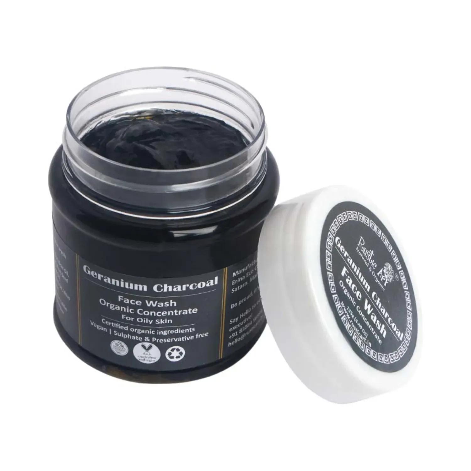 rustic art organic concentrate geranium charcoal facewash (125g)