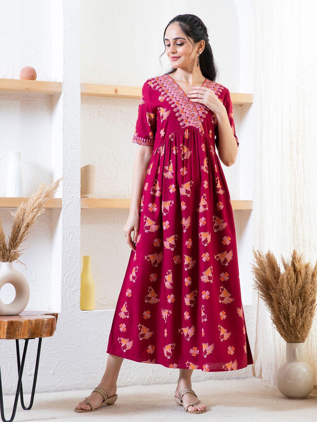 rustorange floral print maxi dress