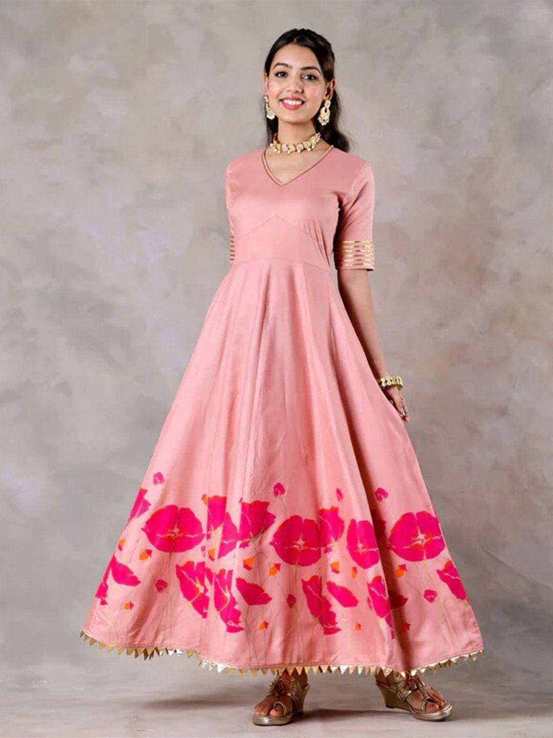 rustorange floral maxi pure rayon dress