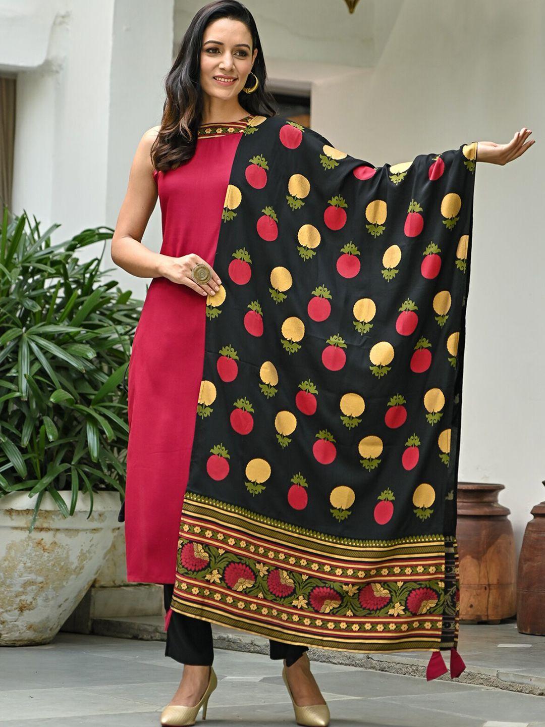 rustorange kurta with trousers & dupatta