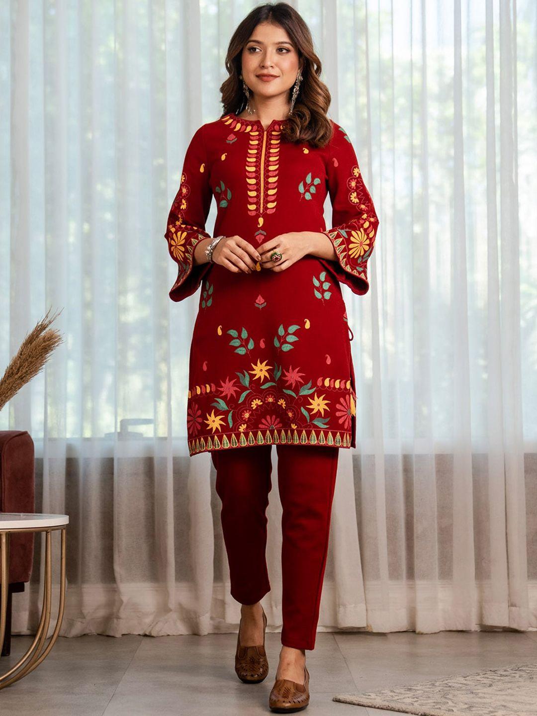 rustorange women ethnic printed bell sleeves kurta