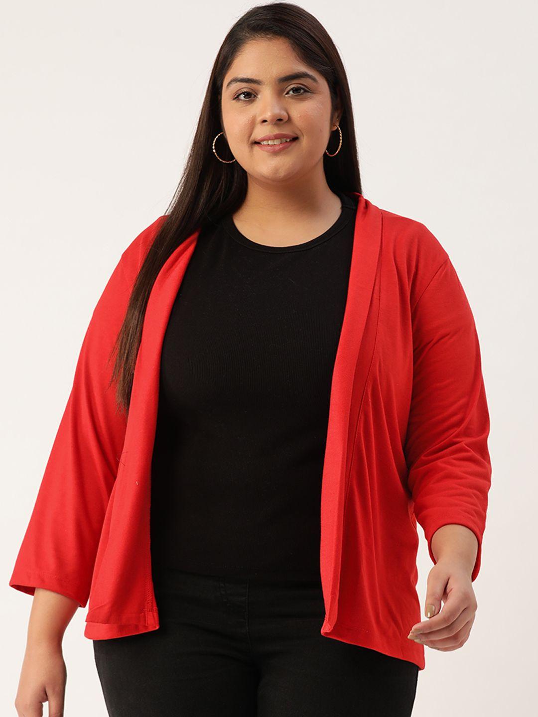 rute plus size women red open front shrug