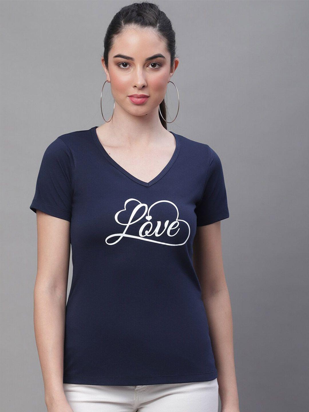 rute typography printed v-neck cotton t-shirt
