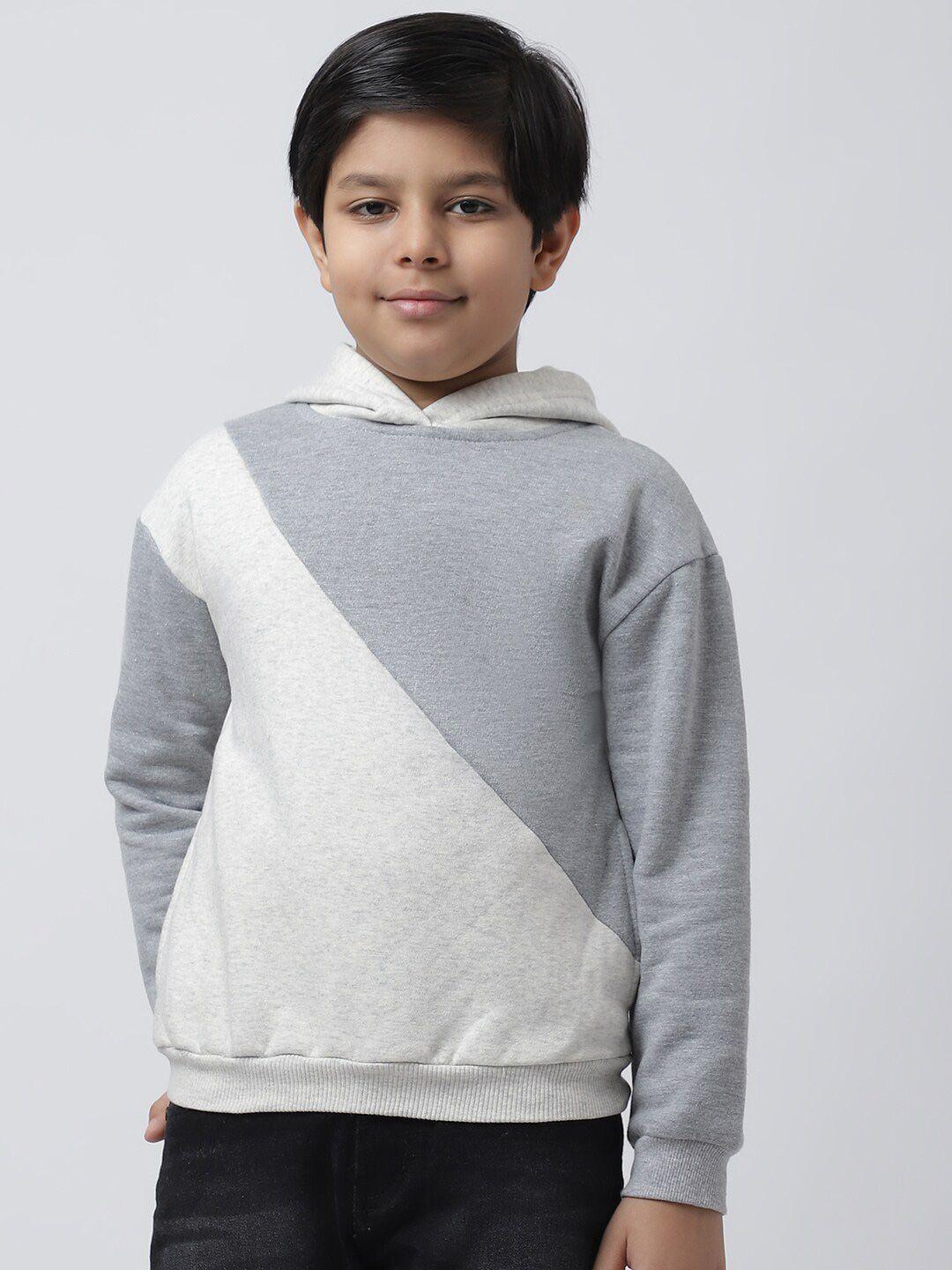 rute boys grey colourblocked hooded sweatshirt