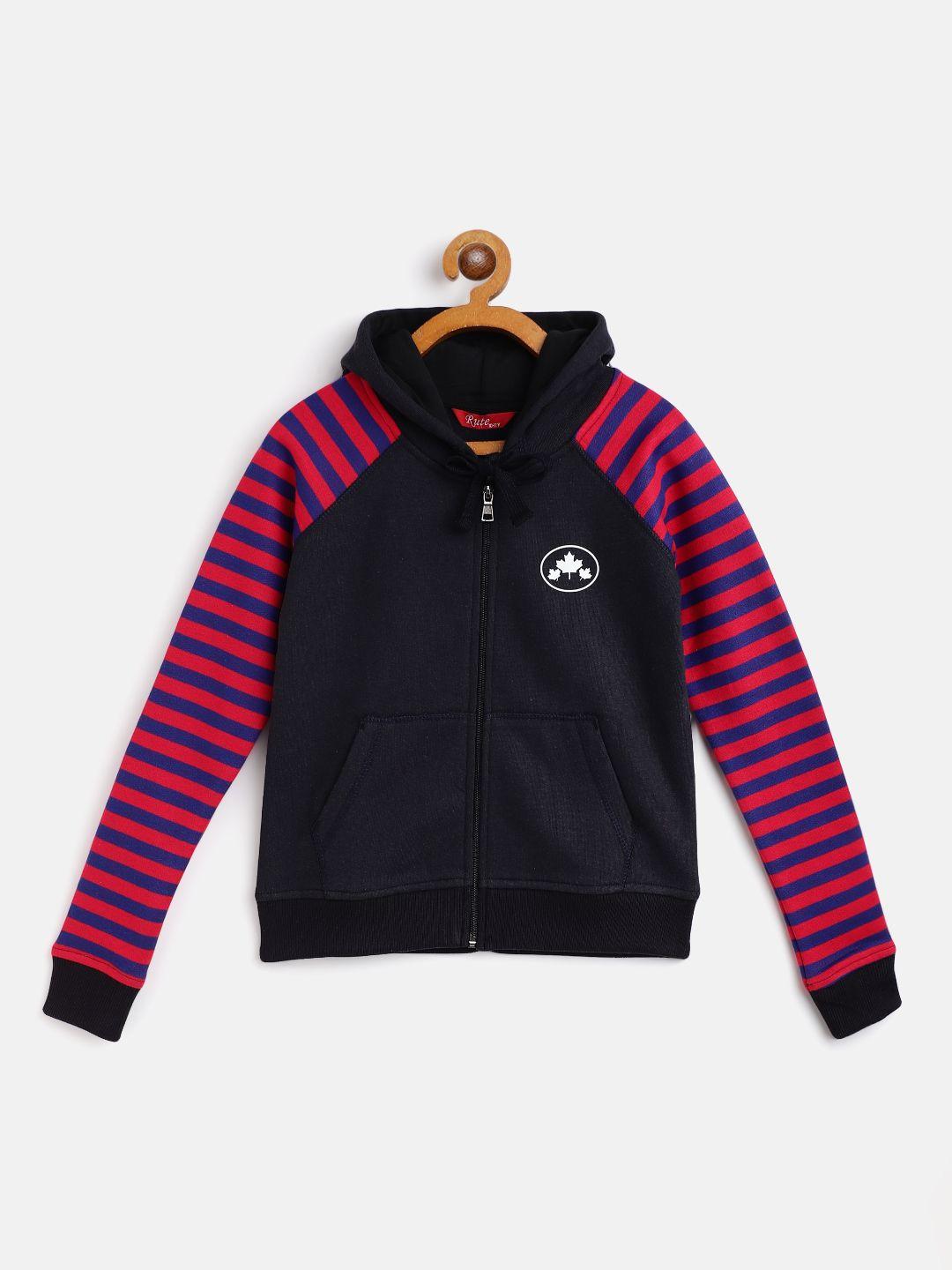 rute boys navy blue & red striped front-open