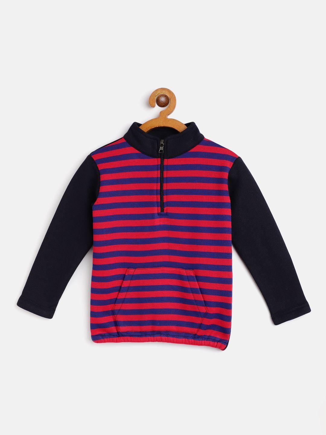 rute boys navy blue striped cotton fleece sweatshirt