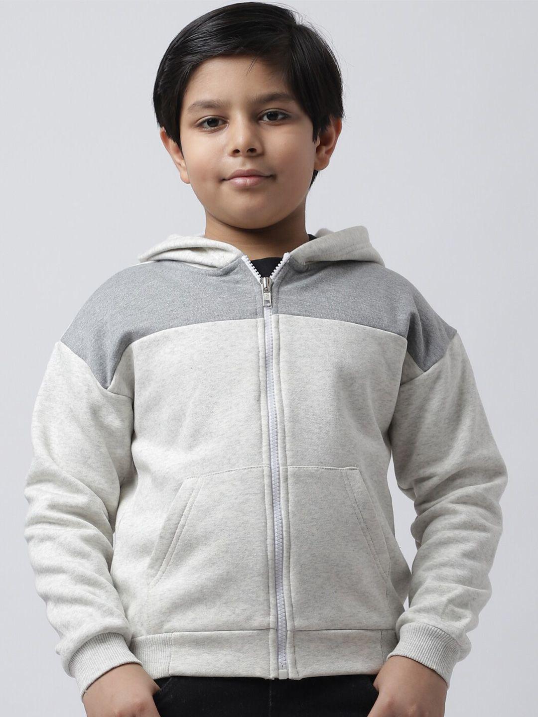 rute boys off white colourblocked hooded sweatshirt