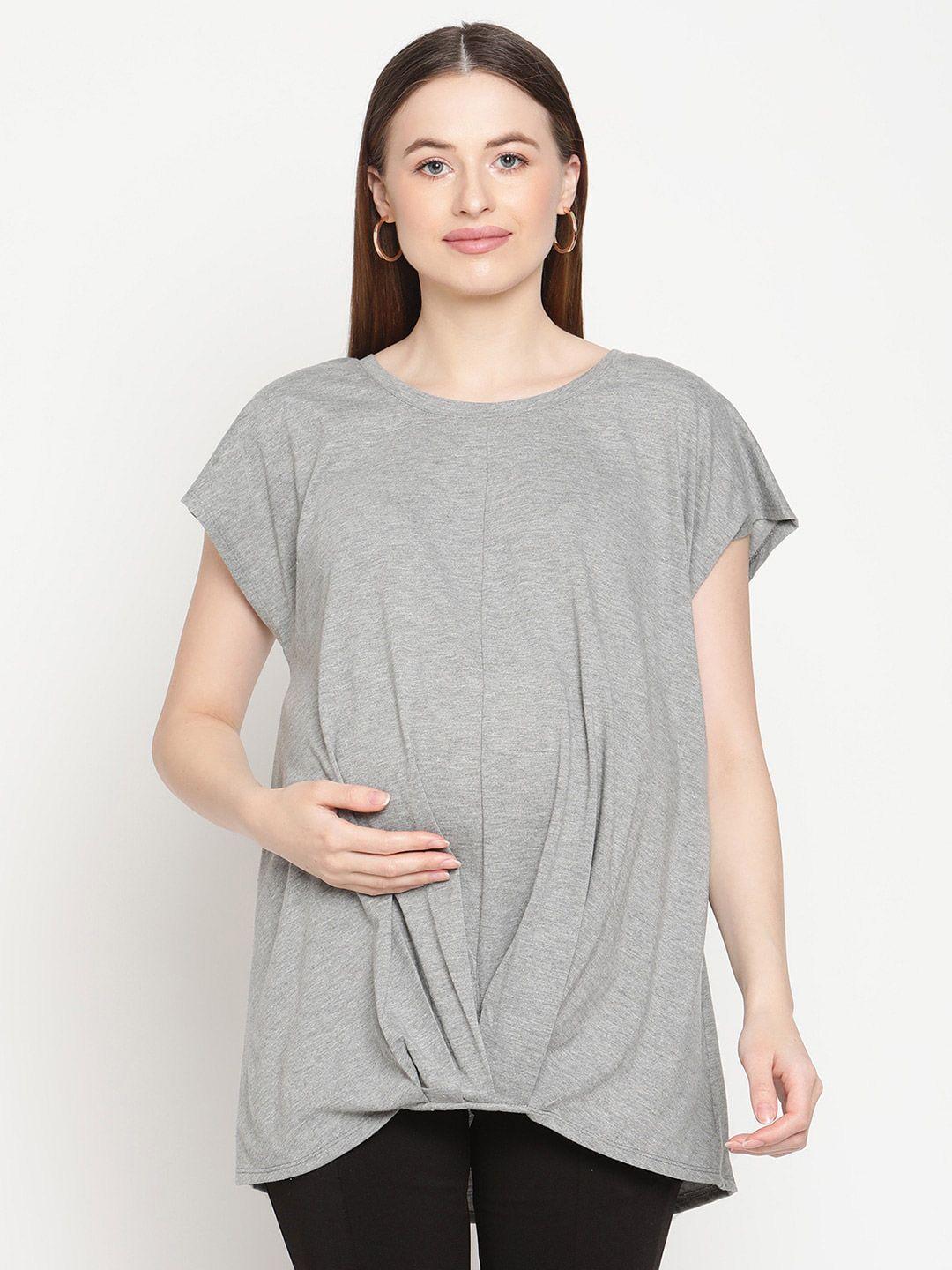 rute grey solid maternity top