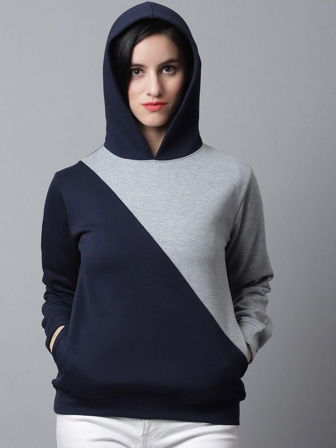 rute long sleeves colourblocked hooded sweatshirt