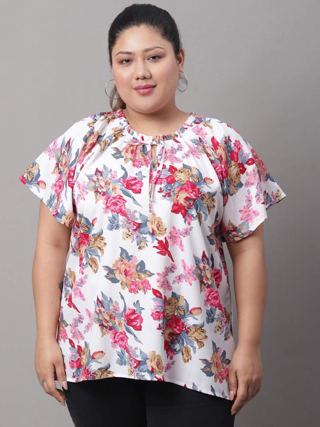 rute multicoloured floral print tie-up neck cotton top