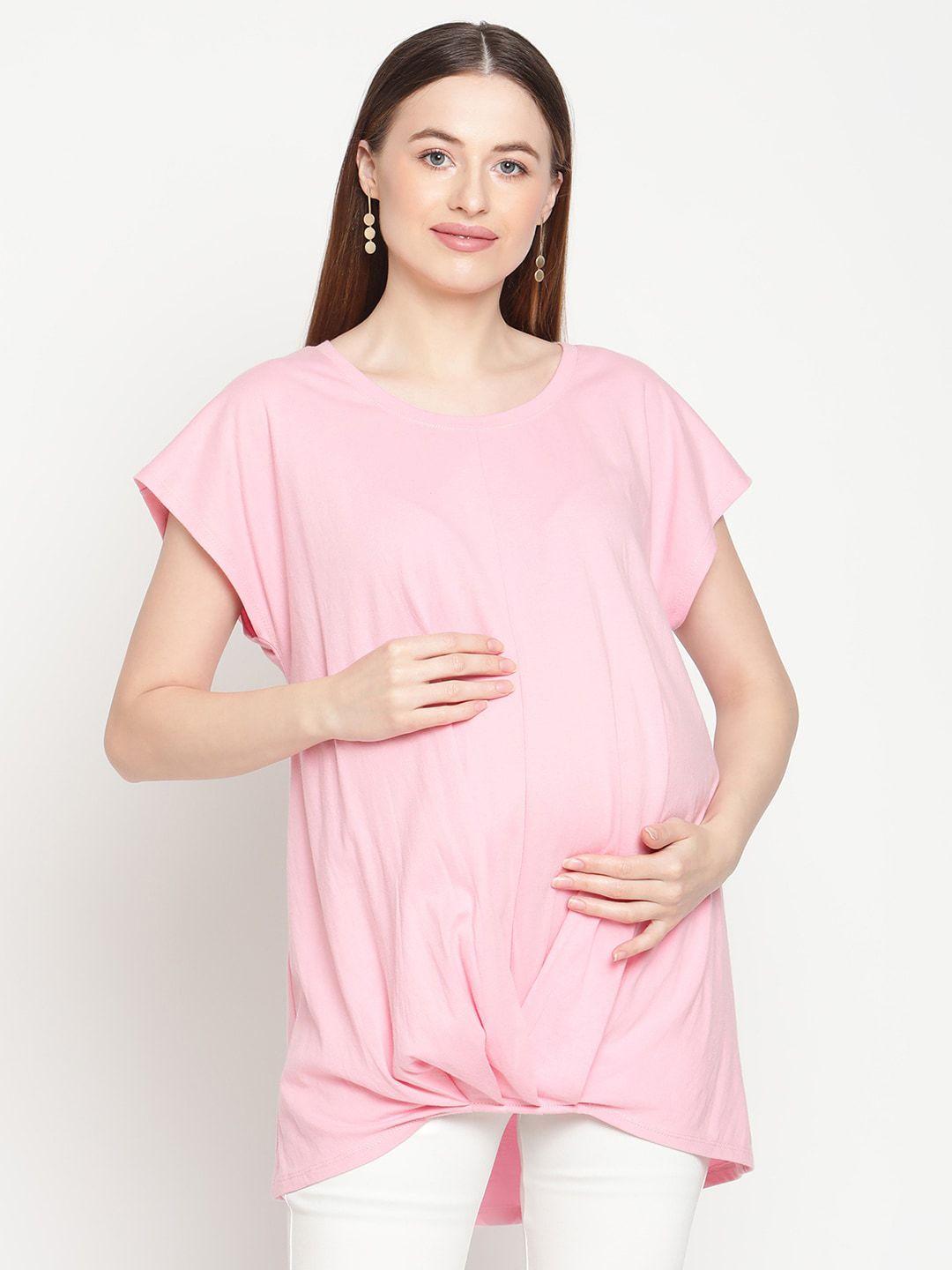 rute pink solid maternity top