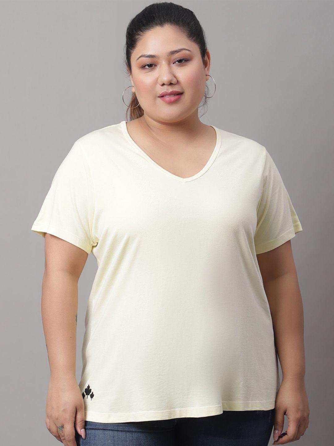 rute plus size v-neck cotton t-shirt