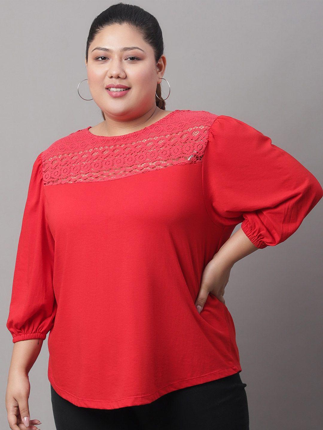 rute red puff sleeve cotton top