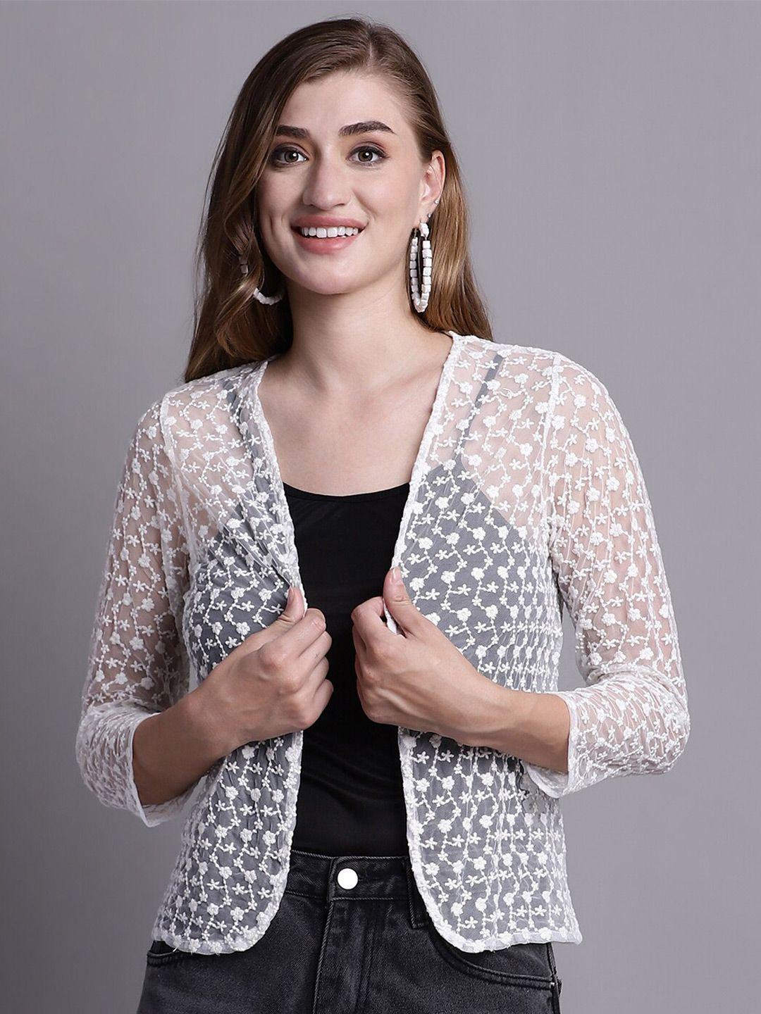 rute self design cotton open front shrug