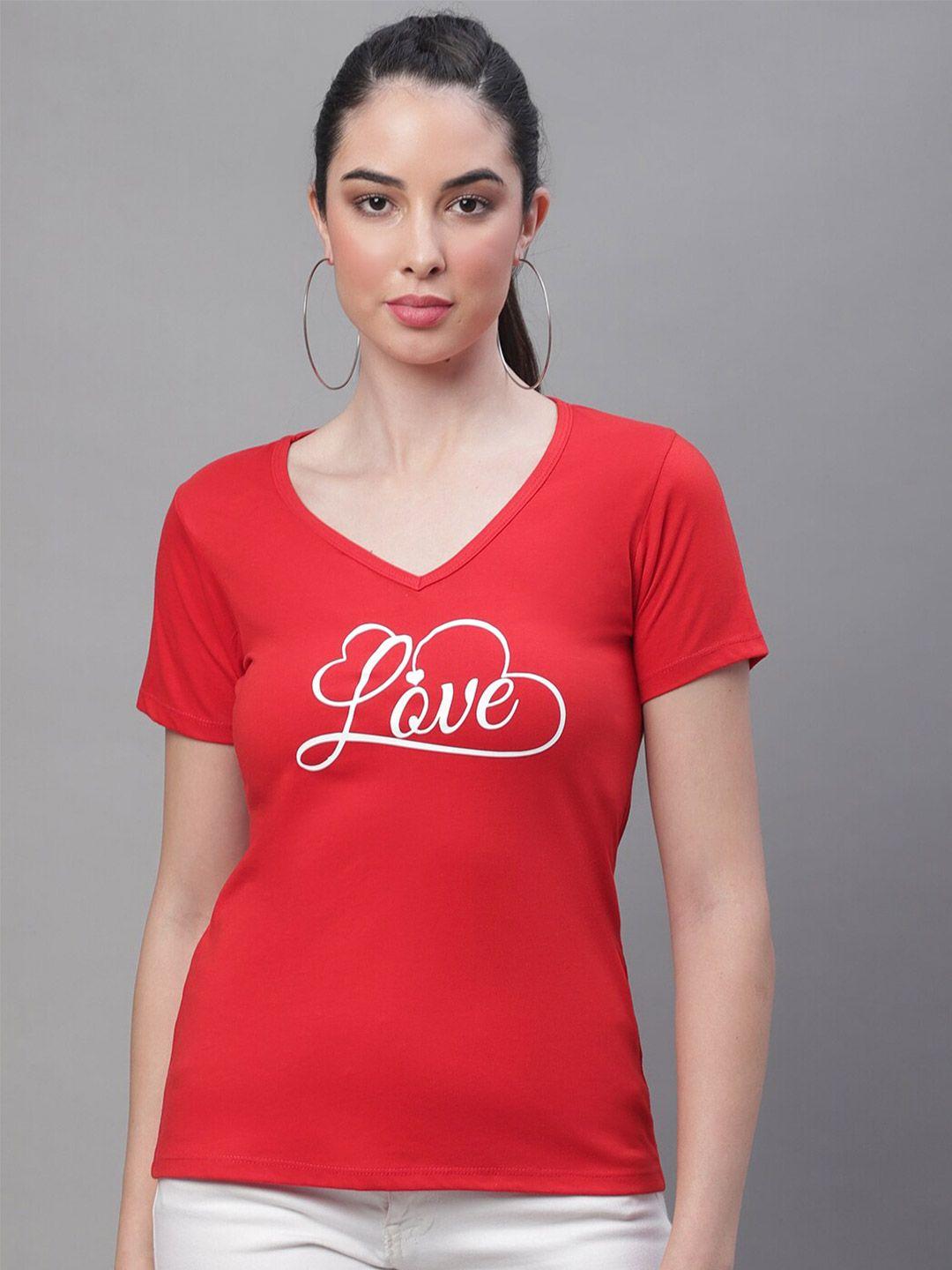 rute typography printed v-neck cotton t-shirt