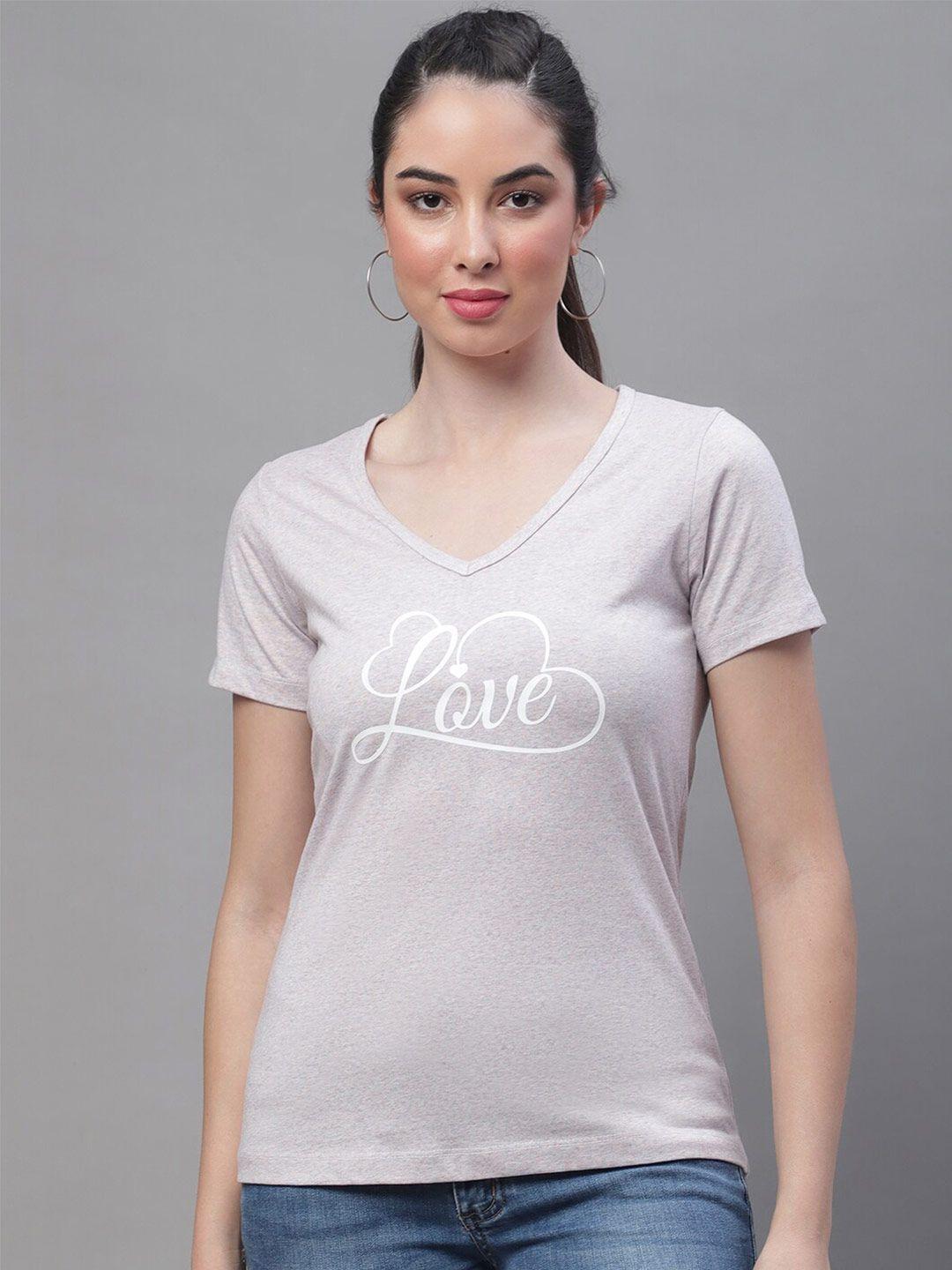 rute typography printed v-neck cotton t-shirt