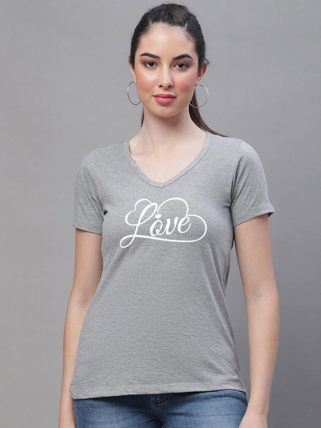 rute typography printed v-neck cotton t-shirt