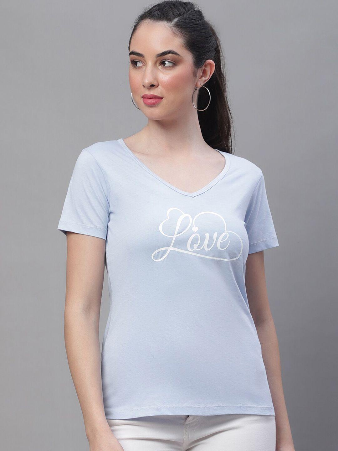 rute typography printed v-neck cotton t-shirt