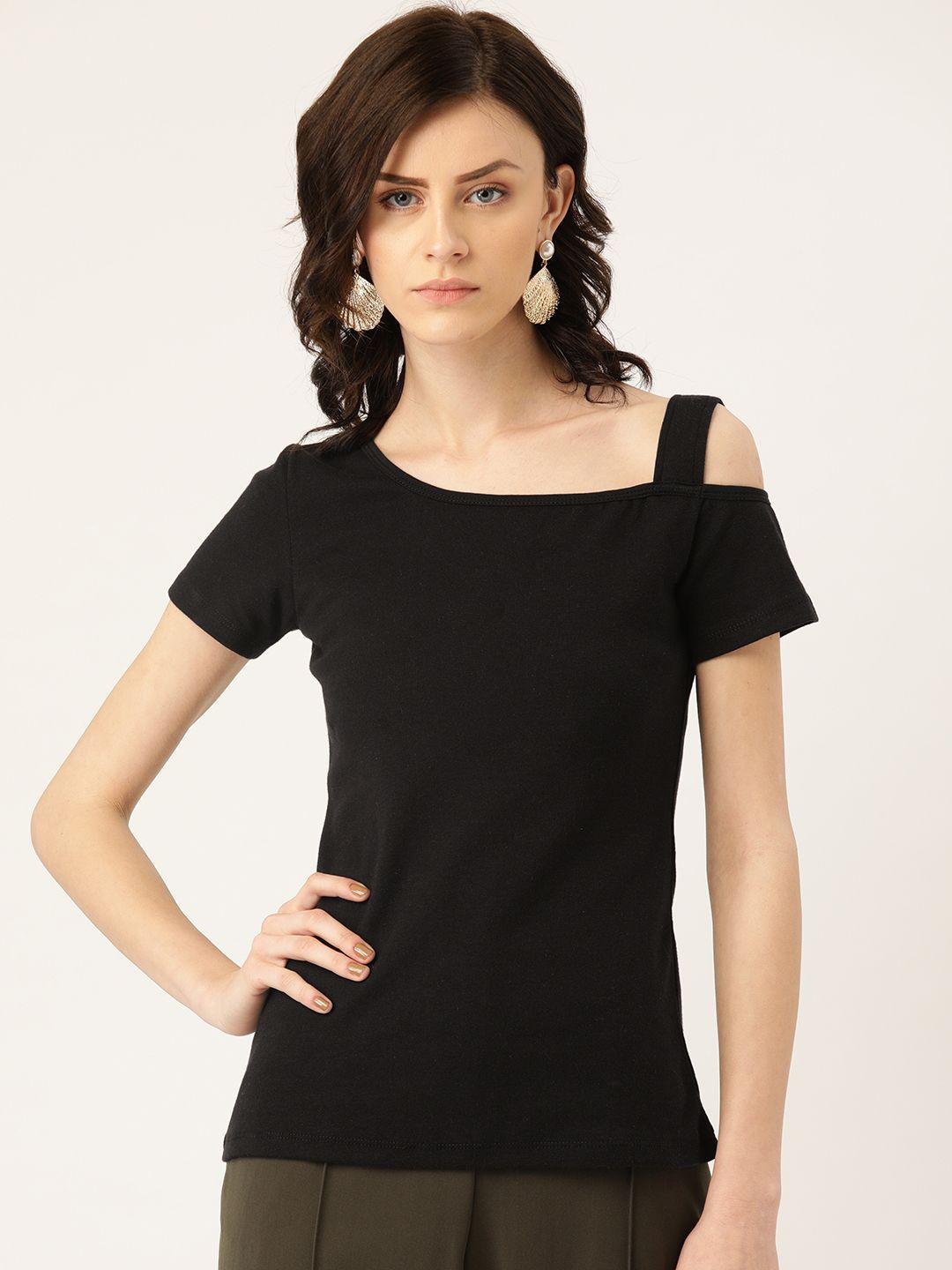 rute women black one shoulder solid top