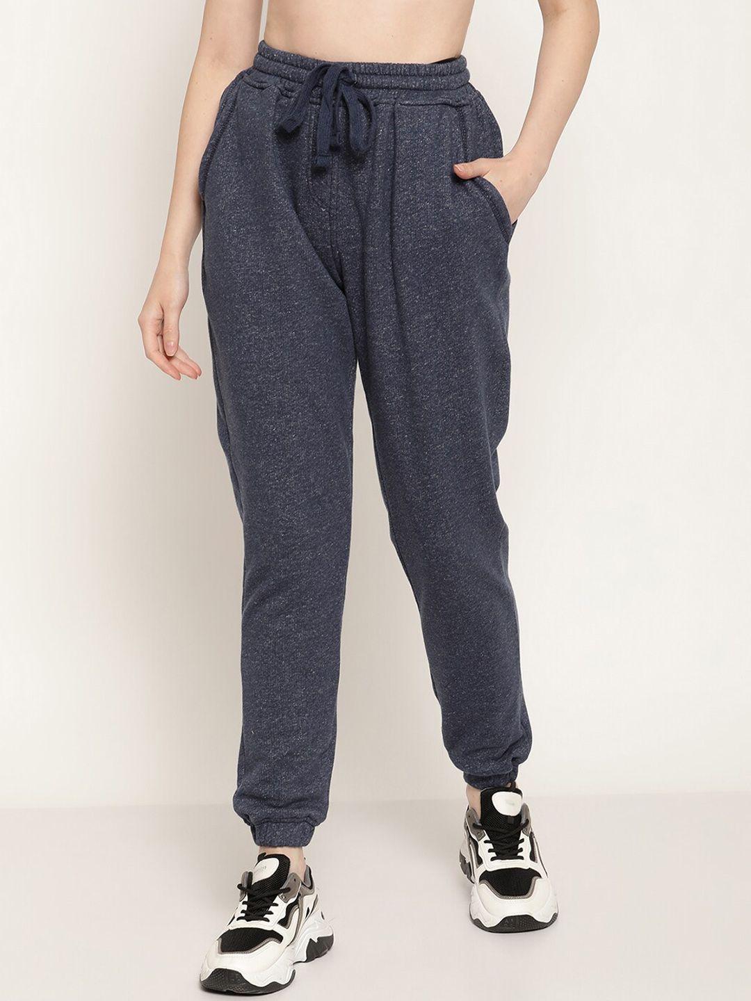 rute women blue solid cotton jogger