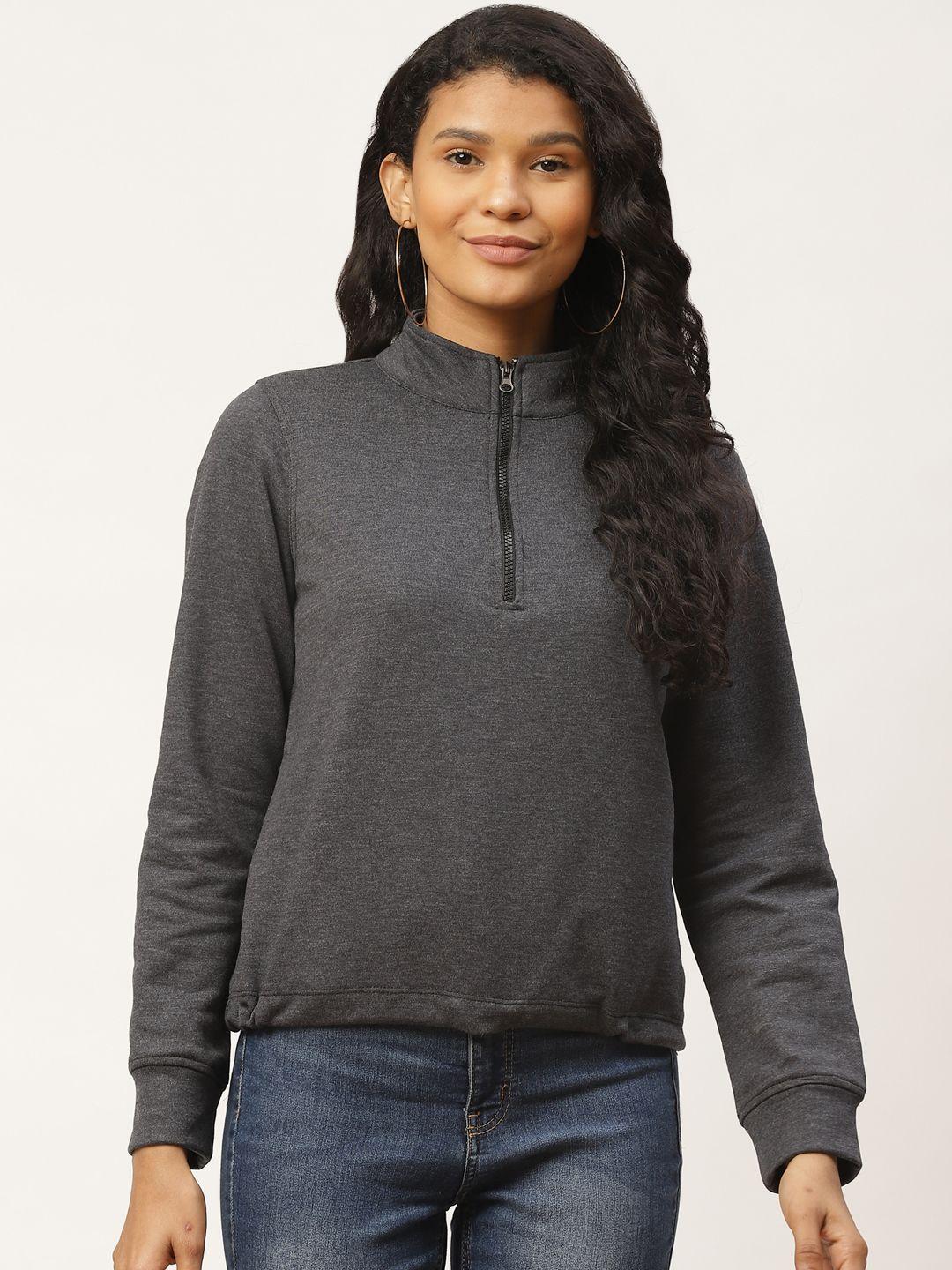 rute women charcoal grey solid sweatshirt