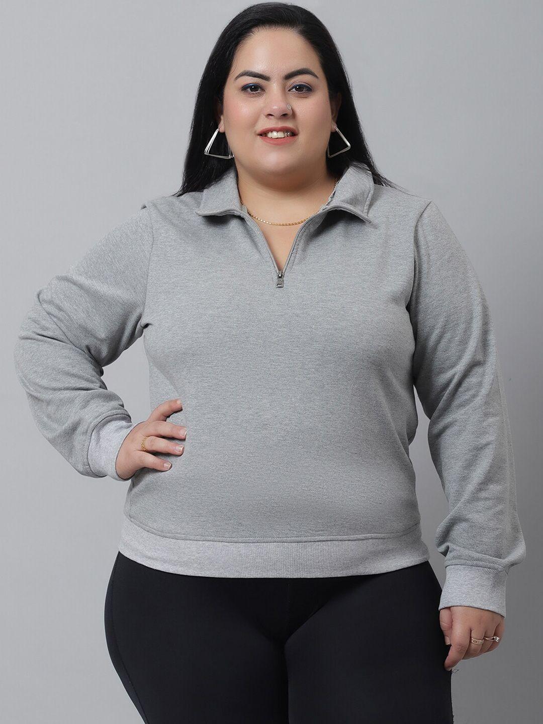 rute women grey plus size fleece sweatshirt