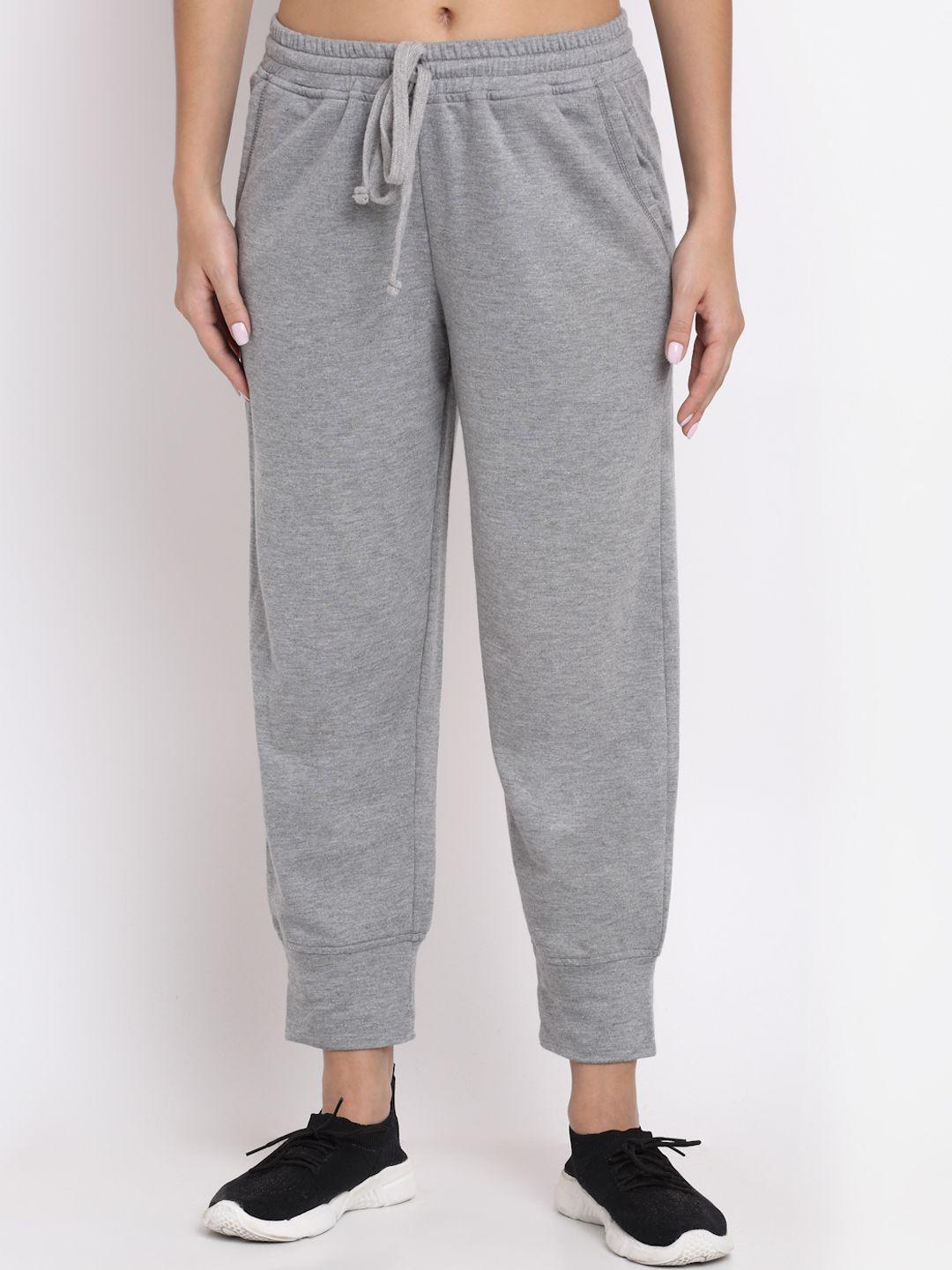 rute women grey solid pure cotton joggers