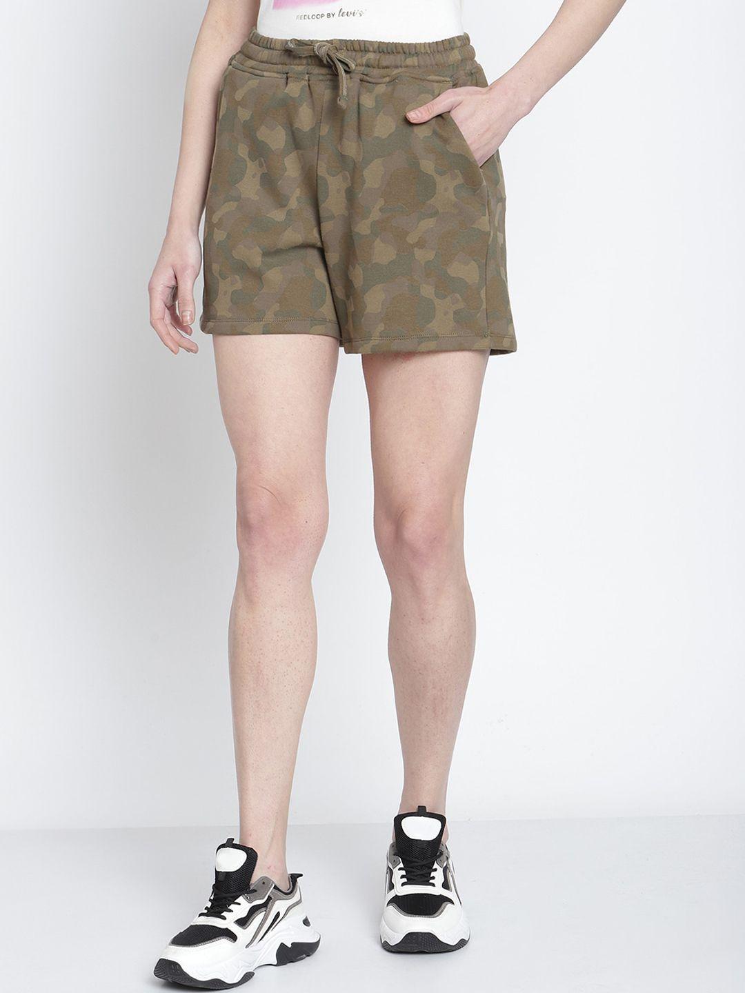 rute women multicoloured camouflage printed cotton shorts