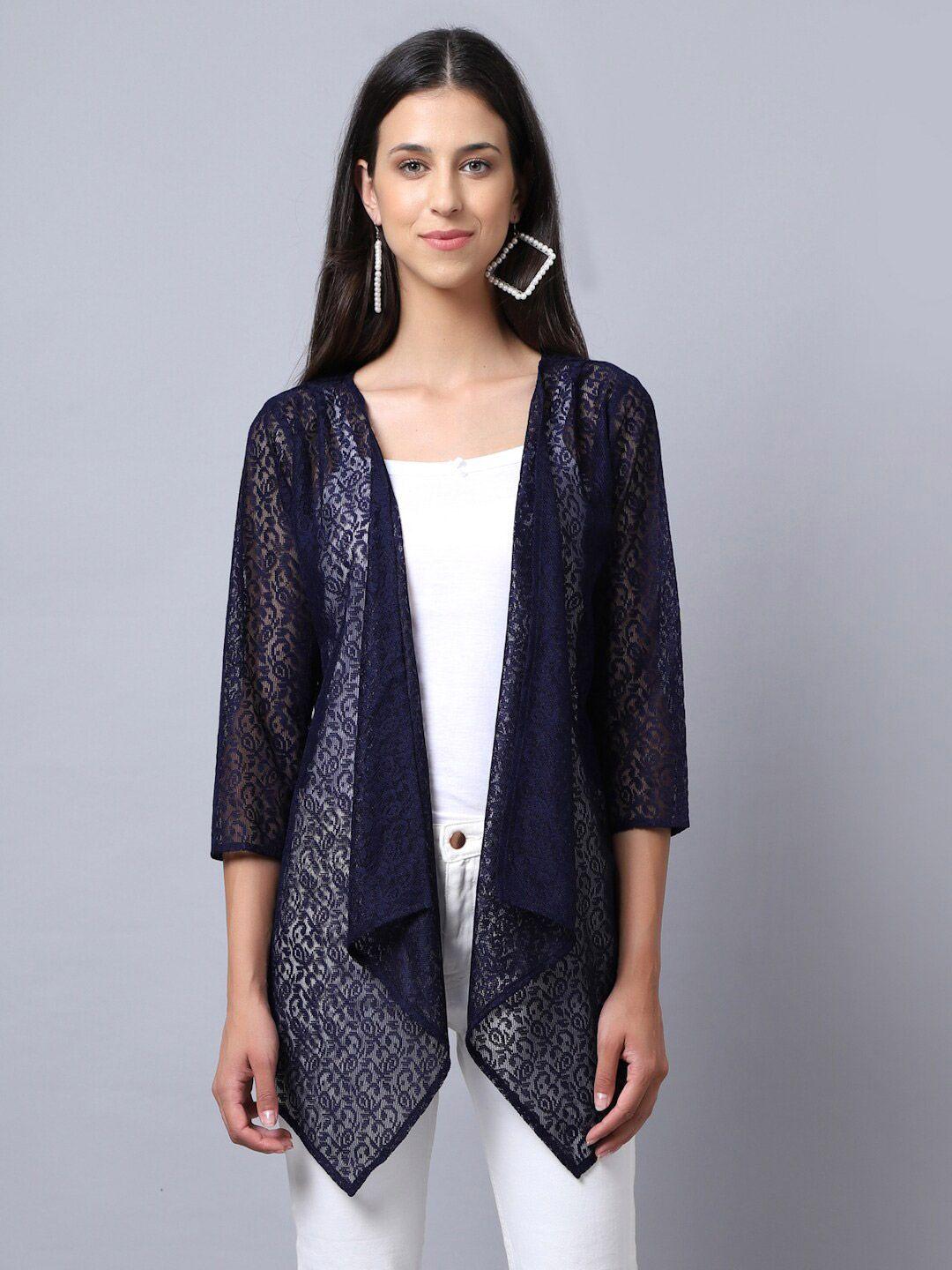 rute women navy blue cotton shrug