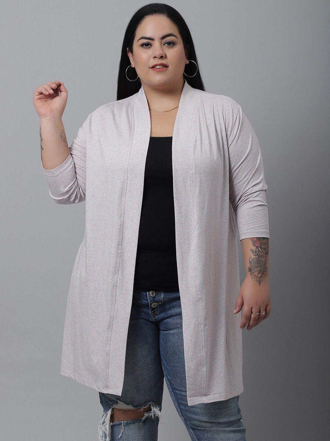 rute women off white self-design plus size cotton shrug