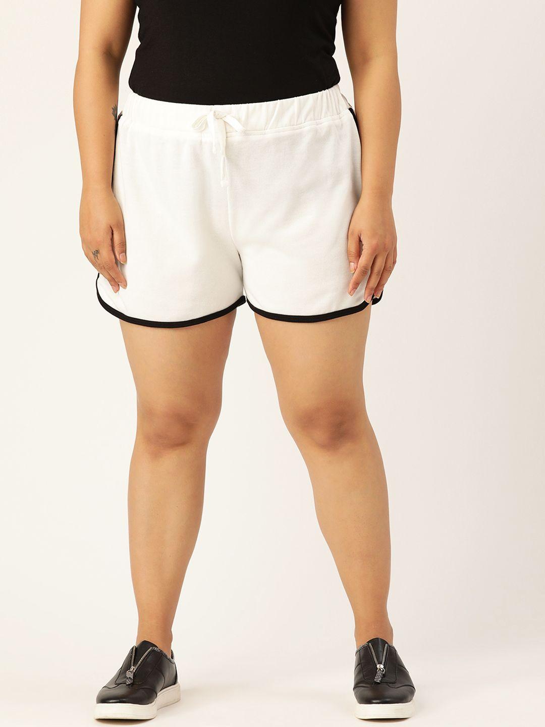 rute women plus size white solid slim fit regular shorts