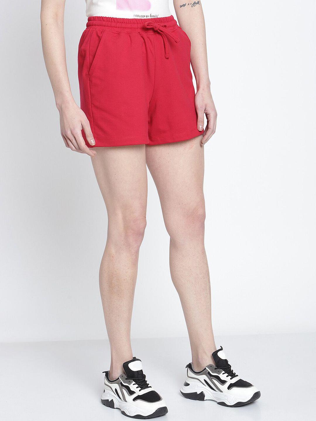 rute women red cotton shorts