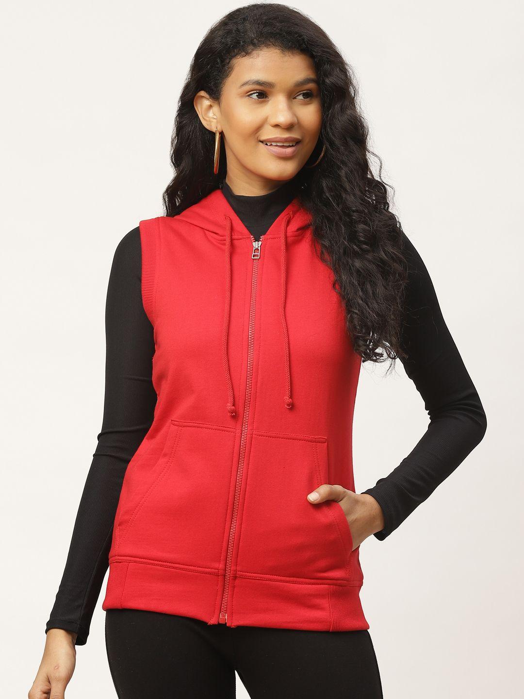 rute women red solid hooded sweatshirt