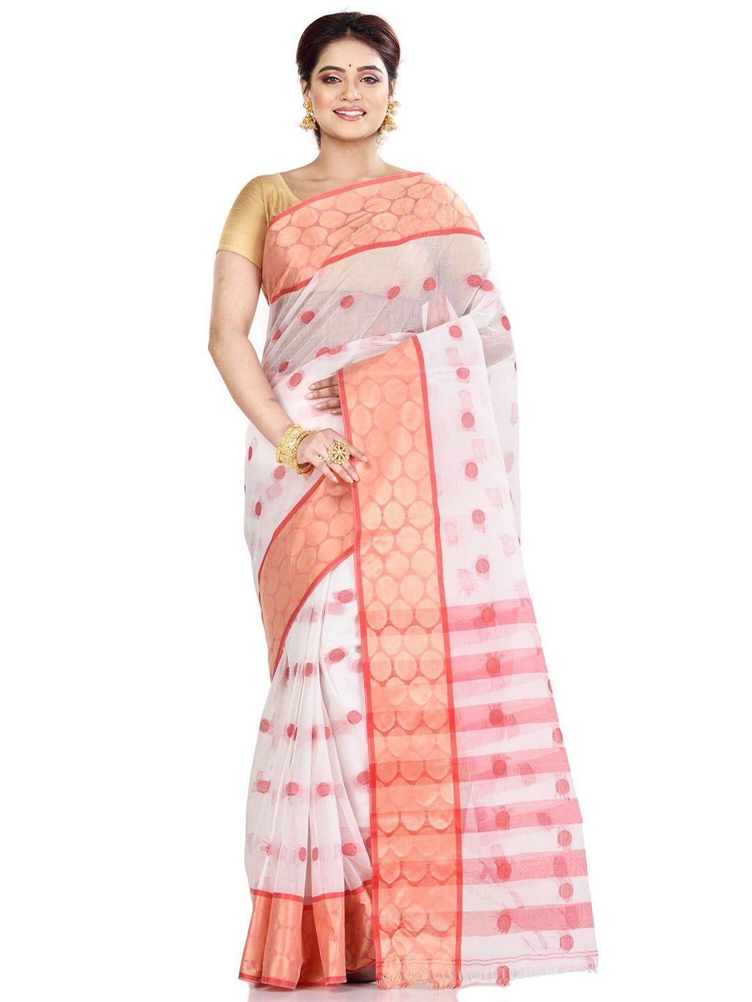 ruuprekha woven design zari pure cotton taant saree