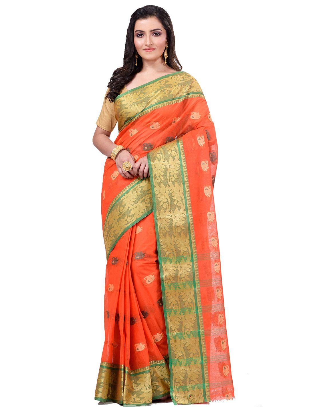 ruuprekha ethnic motifs woven design zari pure cotton taant saree