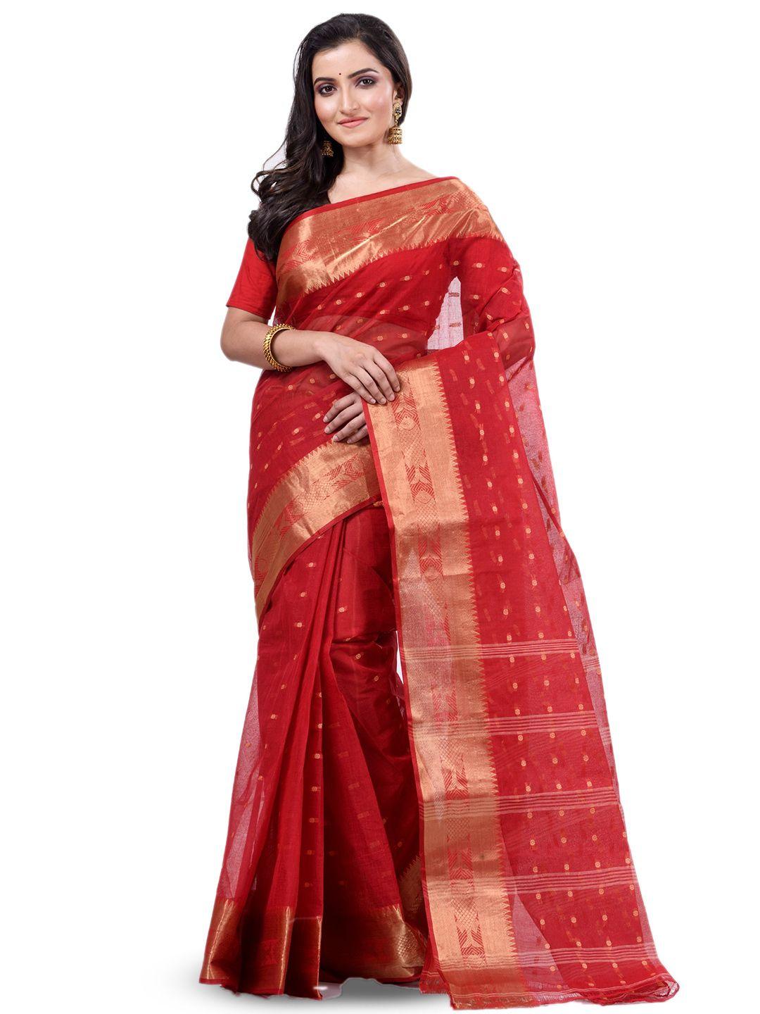 ruuprekha ethnic motifs woven design zari pure cotton taant saree