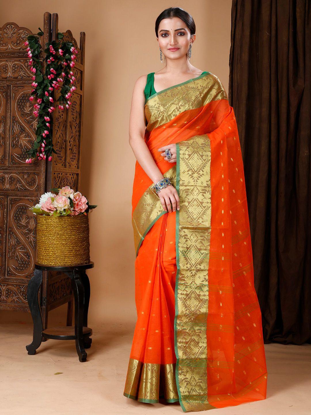 ruuprekha ethnic motifs woven design zari pure cotton taant saree