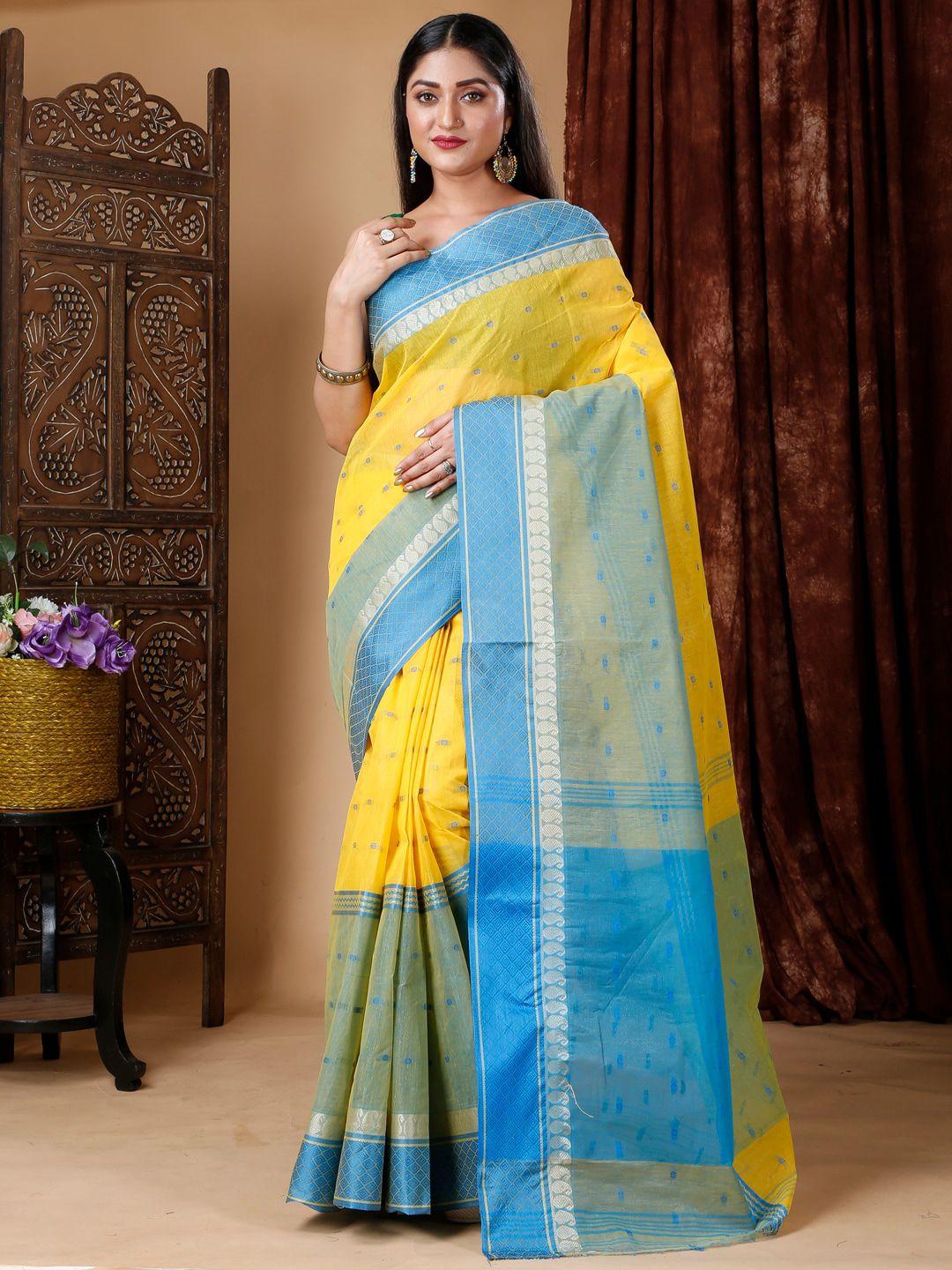 ruuprekha woven design pure cotton taant saree