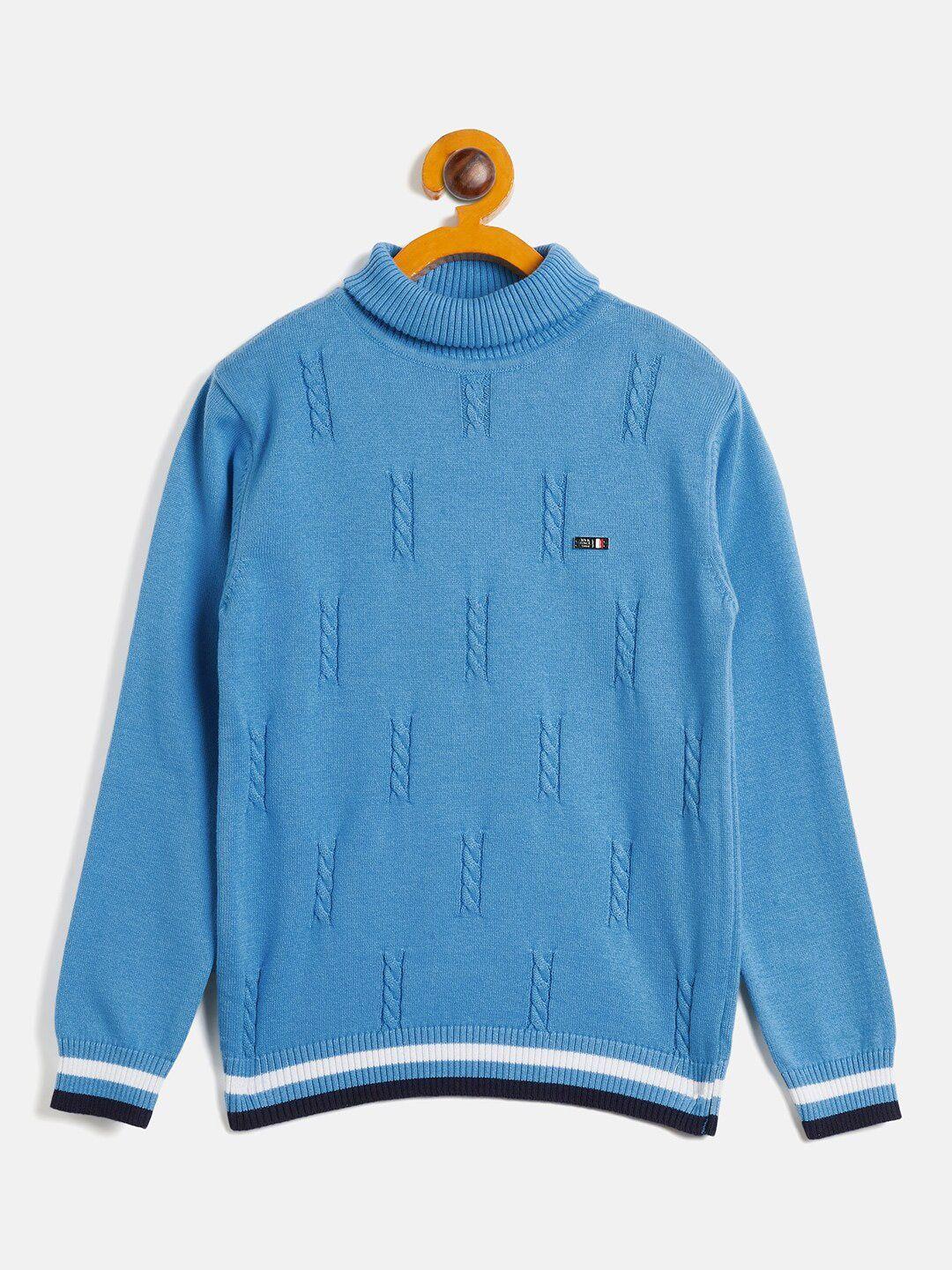 rvk boys cable knit self design high neck cotton pullover sweater