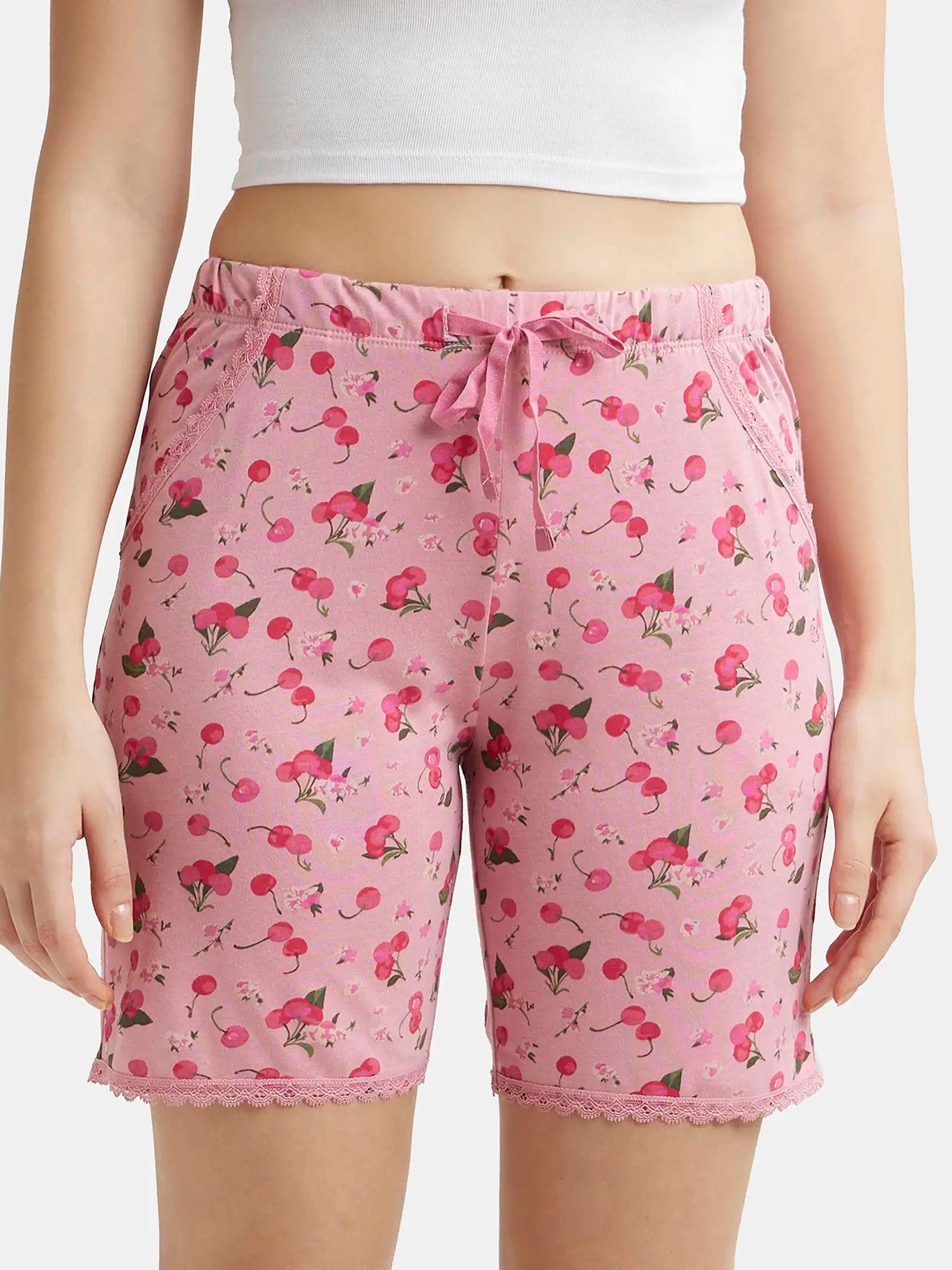 rx10 womens micro modal cotton relaxed fit printed shorts - wild rose