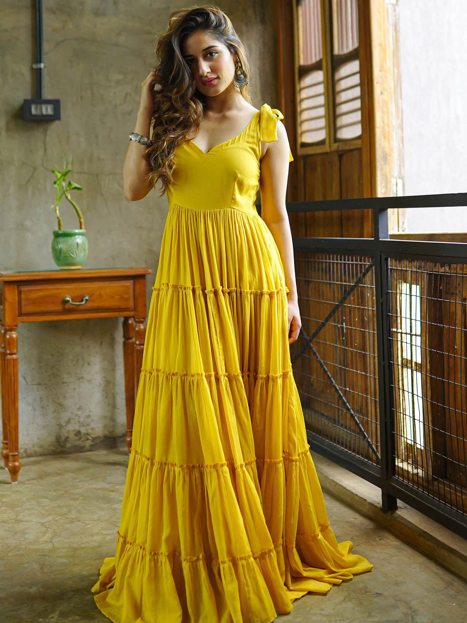 rylee yellow cotton maxi dress