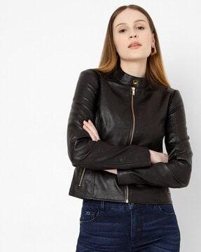 ryna high-neck biker jacket