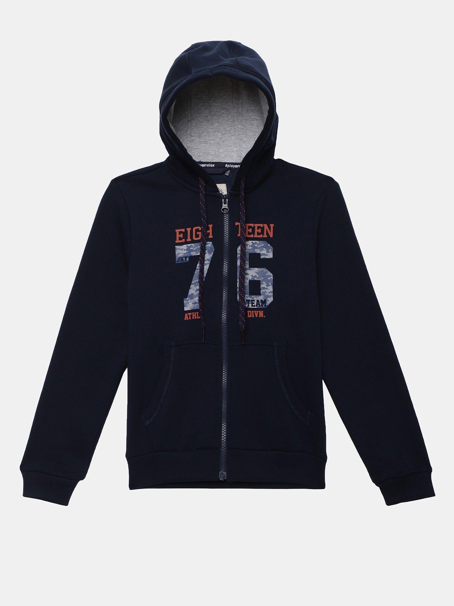 s cotton rich full sleeve hoodie jacket - navy