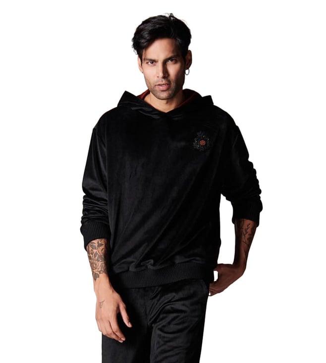 s&n shantnu nikhil black aces of fall crested hooded sweatshirt