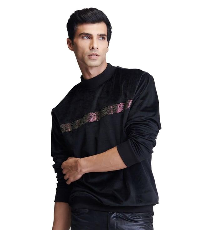 s&n shantnu nikhil black dazzle crested sweatshirt