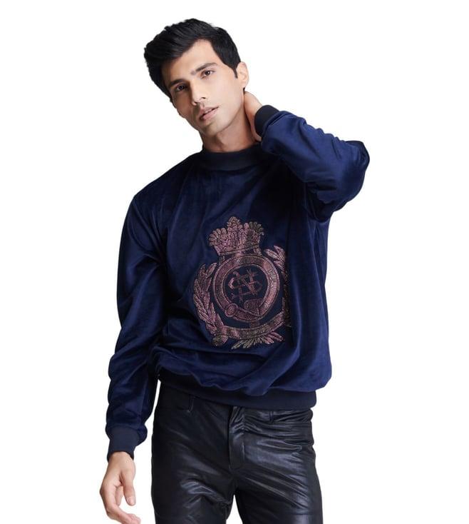 s&n shantnu nikhil navy dazzle crested sweatshirt