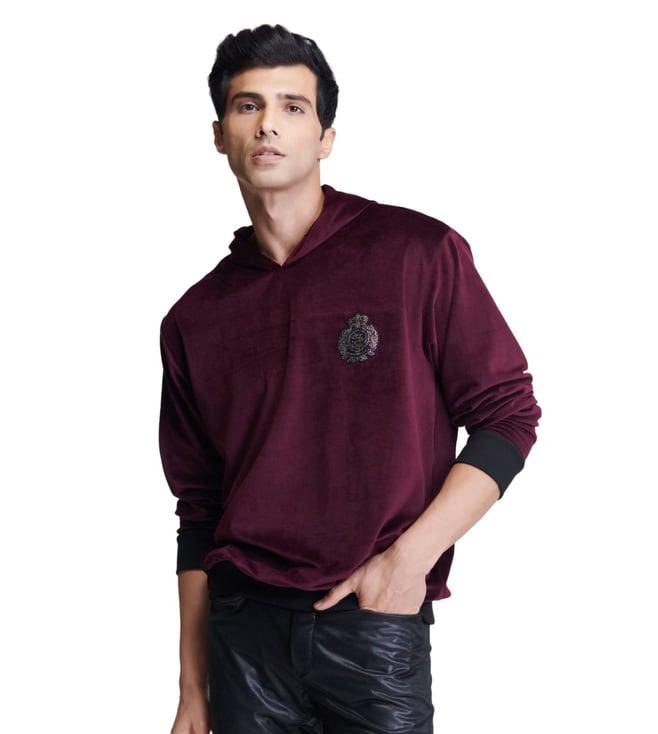 s&n shantnu nikhil plum dazzle crested hooded sweatshirt