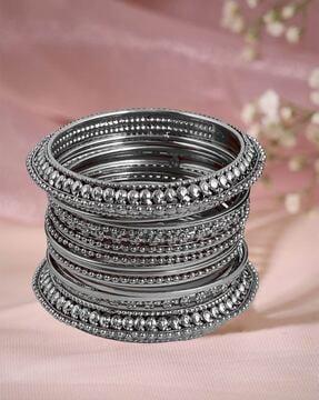 s-bba1-set of 16 silver-plated slip-on bangles